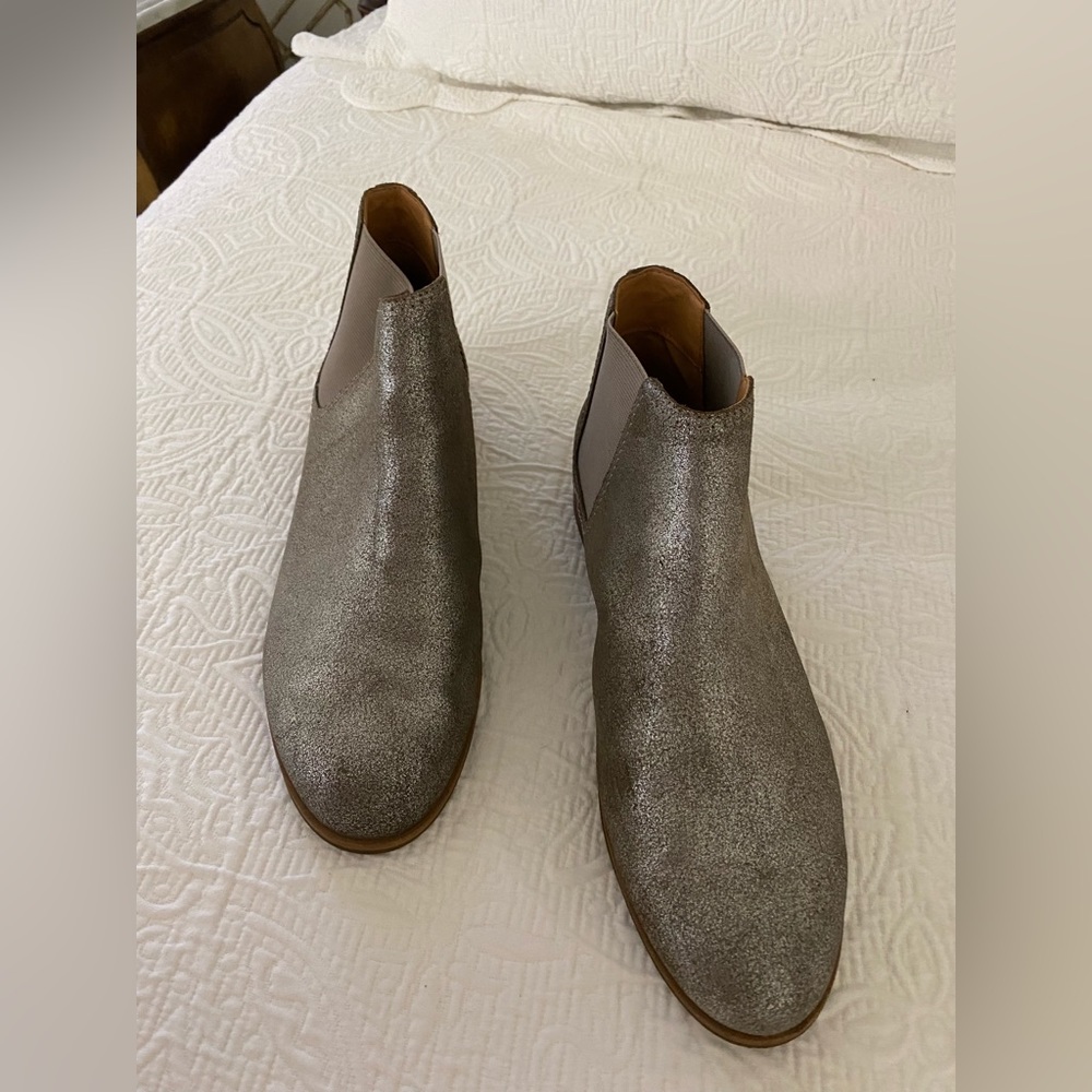 Frye Mika Chelsea ankle boots. Color is called pewter . Metallic